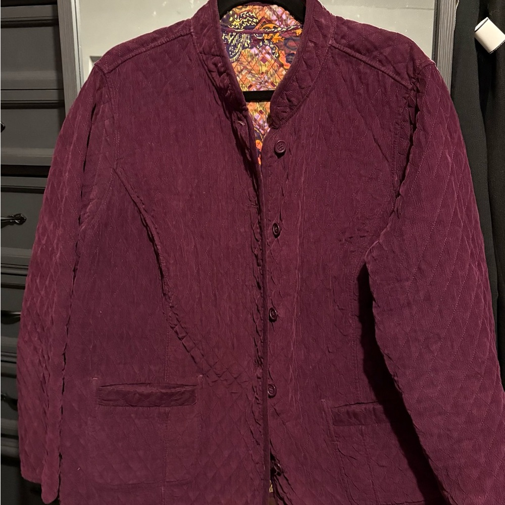 Women's Quilted Reversible cord Utility Jacket - Purple